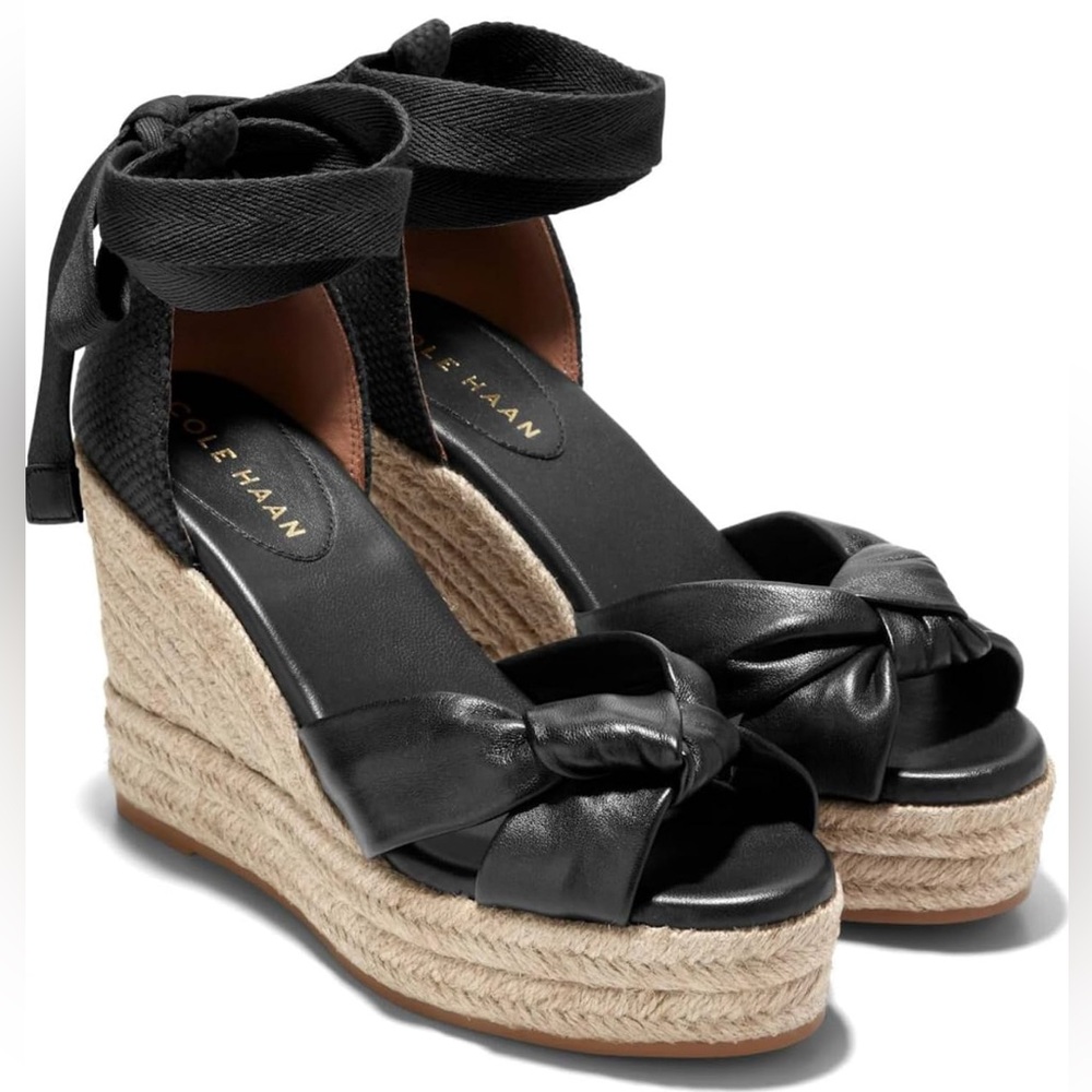 NWOT Cole Haan Black Cloud Feel Hampton Wedge Sandals